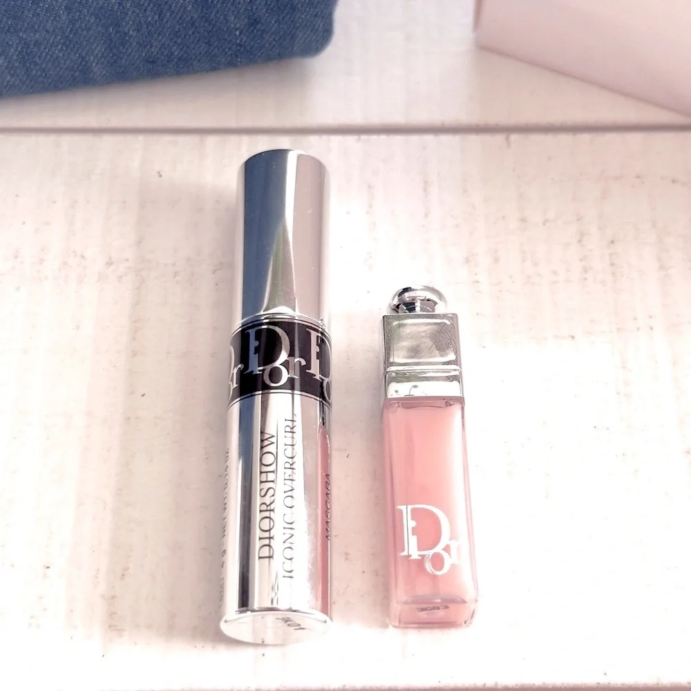 Dior Beauty Denim Pouch w Dior Show Mascara and Addict Lip Maximizer